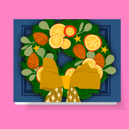 Big Winter Citrus Wreath Card