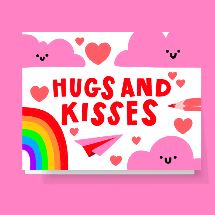 Hugs And Kisses Rainbow Card