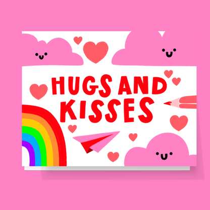 Hugs And Kisses Rainbow Card