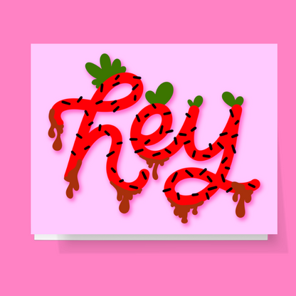 Hey Strawberry Letters Card