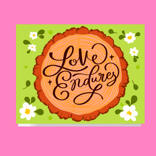 Love Endures Floral Tree Carving Card