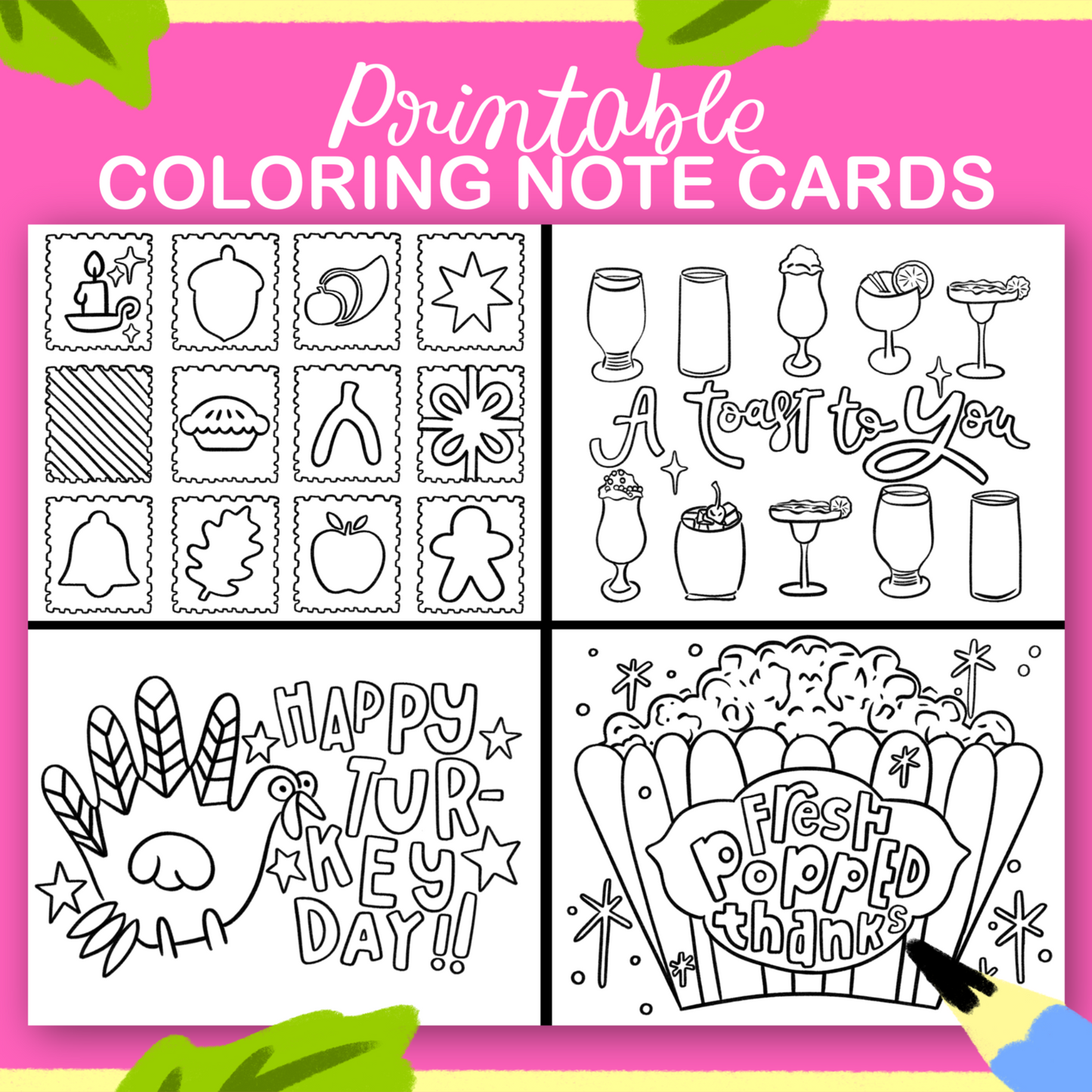 Holiday Coloring Notes Printable