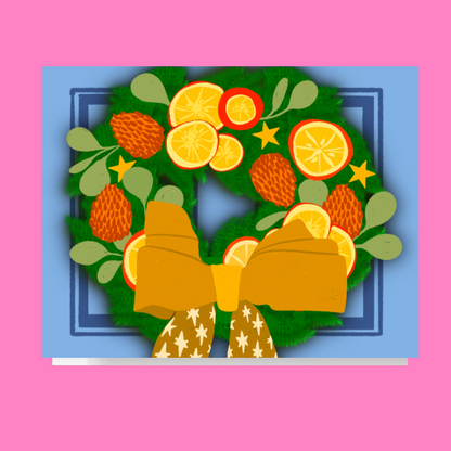 Big Winter Citrus Wreath Card