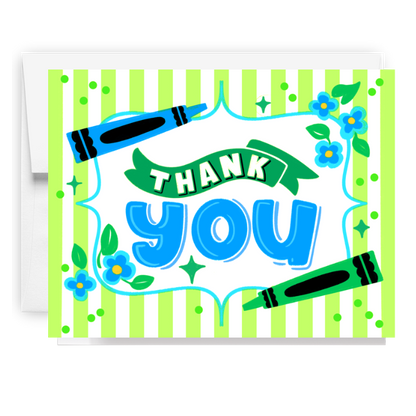 Floral Crayon Thank You Card