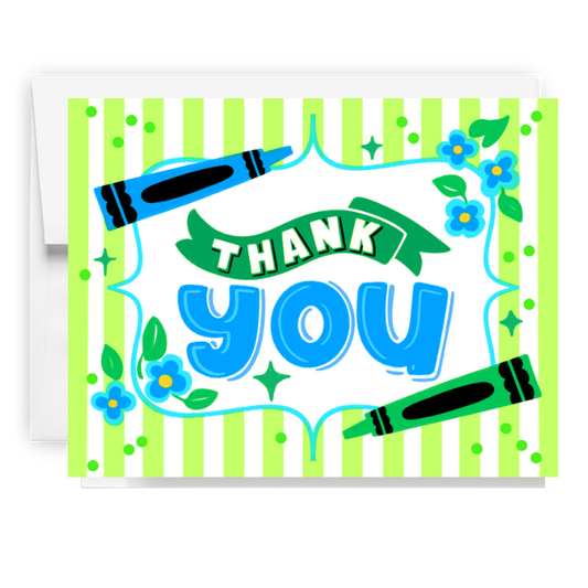 Floral Crayon Thank You Card